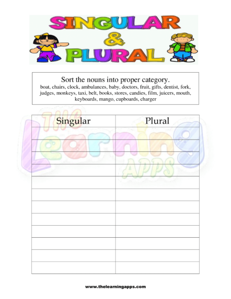 Singular - Plural Sorting 3