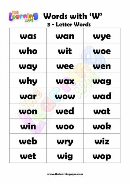 Words that Start with W 01