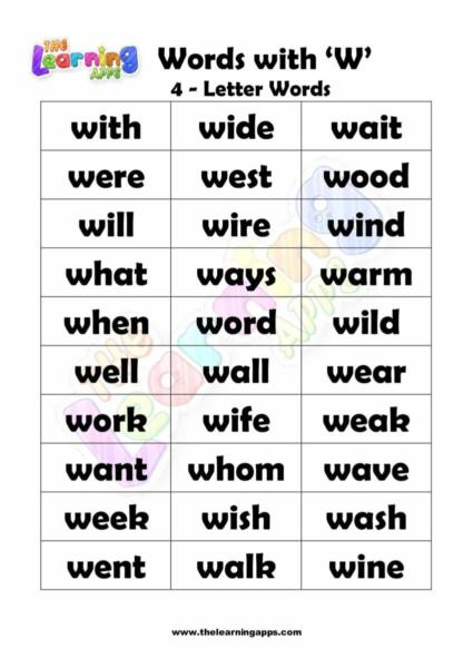 Words that Start with W 02