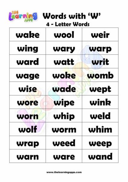 Words that Start with W 03