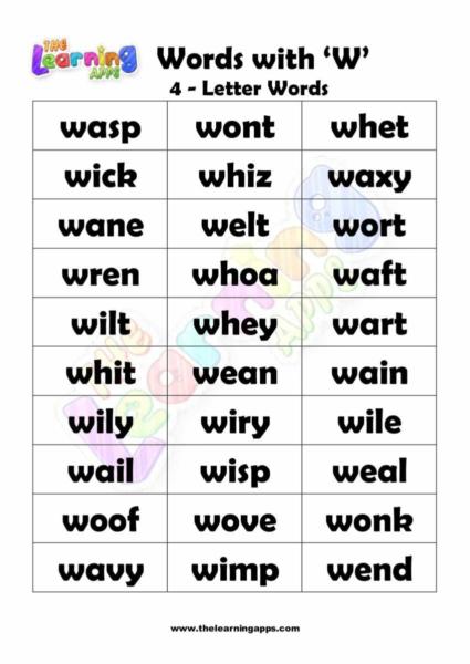 Words that Start with W 04