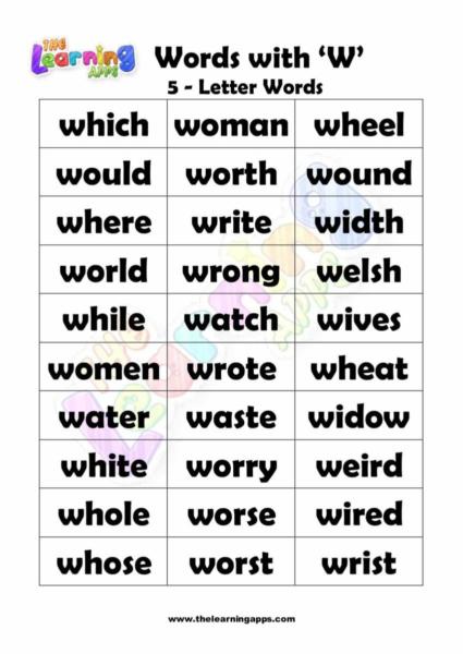 Words that Start with W 05