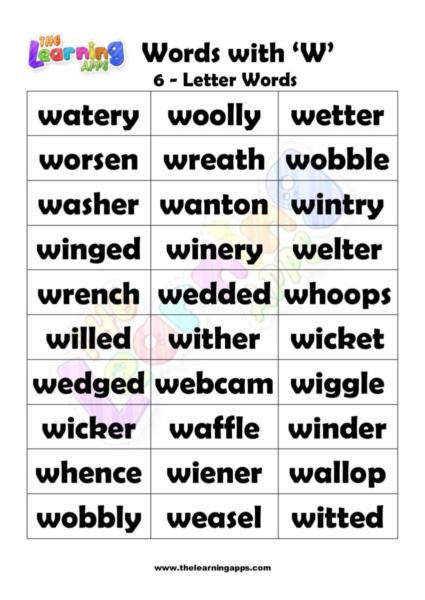 Words that Start with W 09