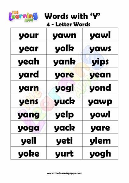 Words that Start with Y 02