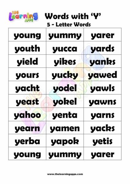 Words that Start with Y 03